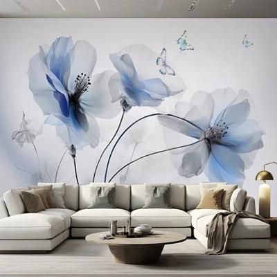3d Wandbild Frische Hand Gezeichnet Blume Schmetterling Tapete Sofa Tv Hintergrund Home Decor Wandmalereien Fresko