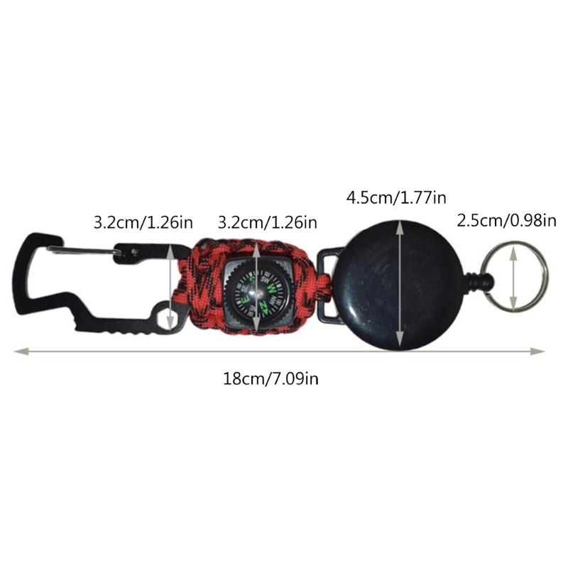 Heavy Duties Compasses Keychains Strong Casing Carabiner Keychains Extendable Badges Holder Steel Wire Rope Keyring