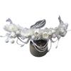 Lace Pearl Tassel Headband & Floral Wreath Veil for Wedding or Evening Dress