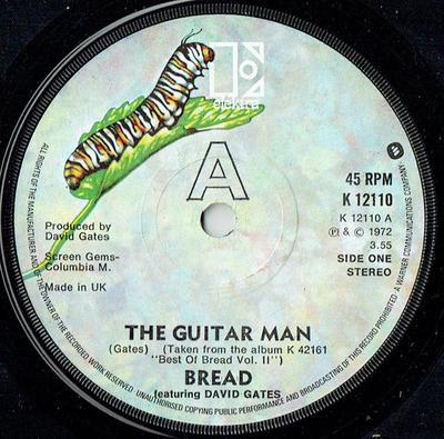 7inch Record BREAD, DAVID GATES - The Guitar Man K12110 Elektra 1976 UK Rock Used