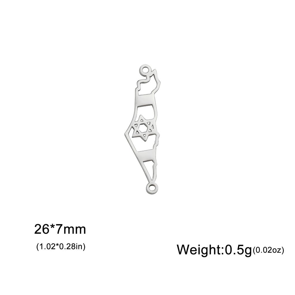 Teamer Acier Inoxydable Étoile de David Carte d'Israël Lettre Hébraïque Breloque Pendentif pour Fabrication de Bijoux Collier DIY Vente en Gros