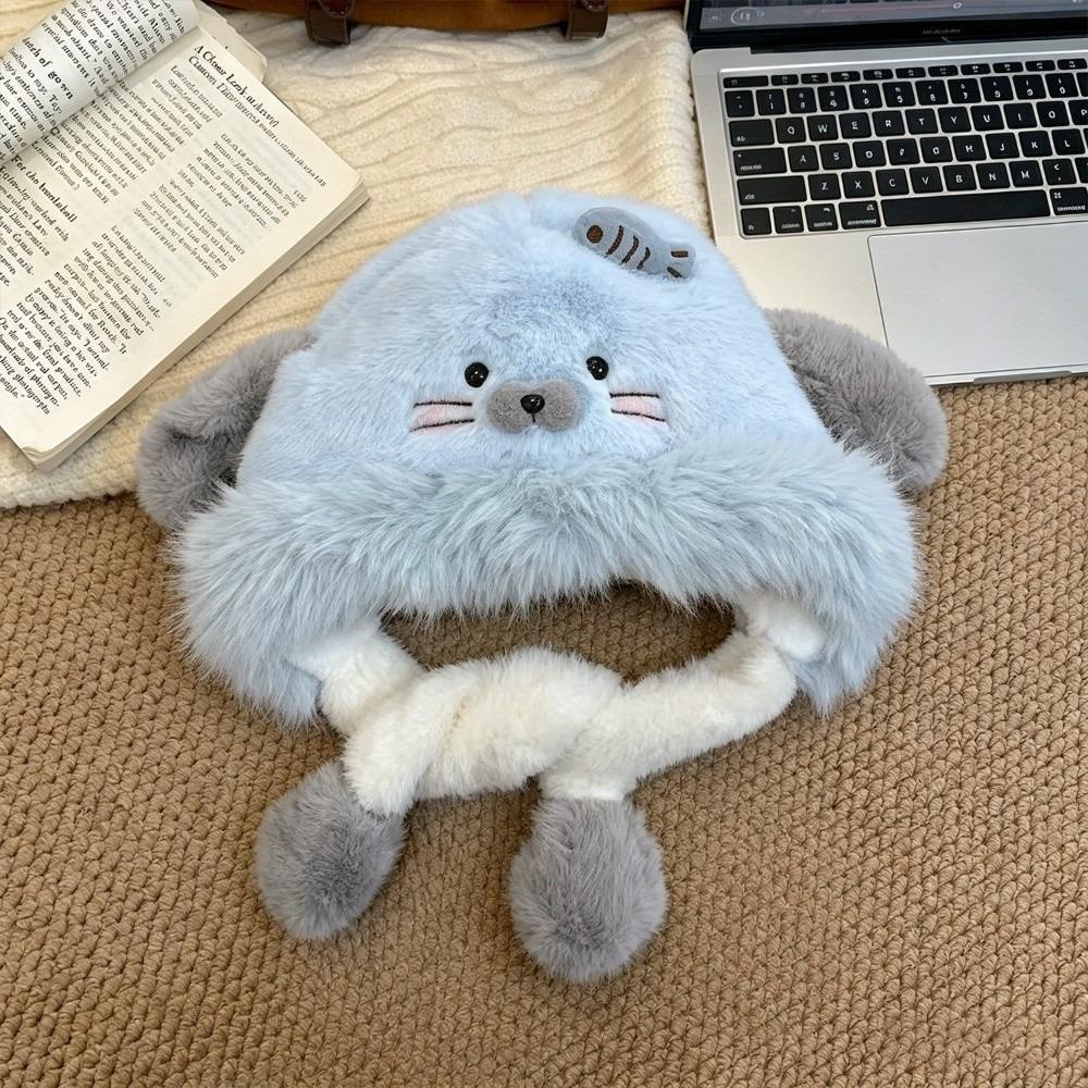 Earflap Winter Ear Protection Hat Polyester Moving Ears Hat Fun Thick Warm Hat Casual Daily Wear