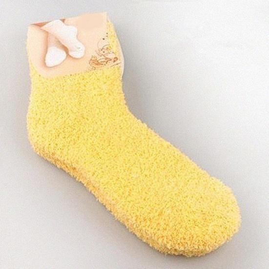 Mulheres menina inverno quente engrossar coral velo fofo cor sólida meias de dormir