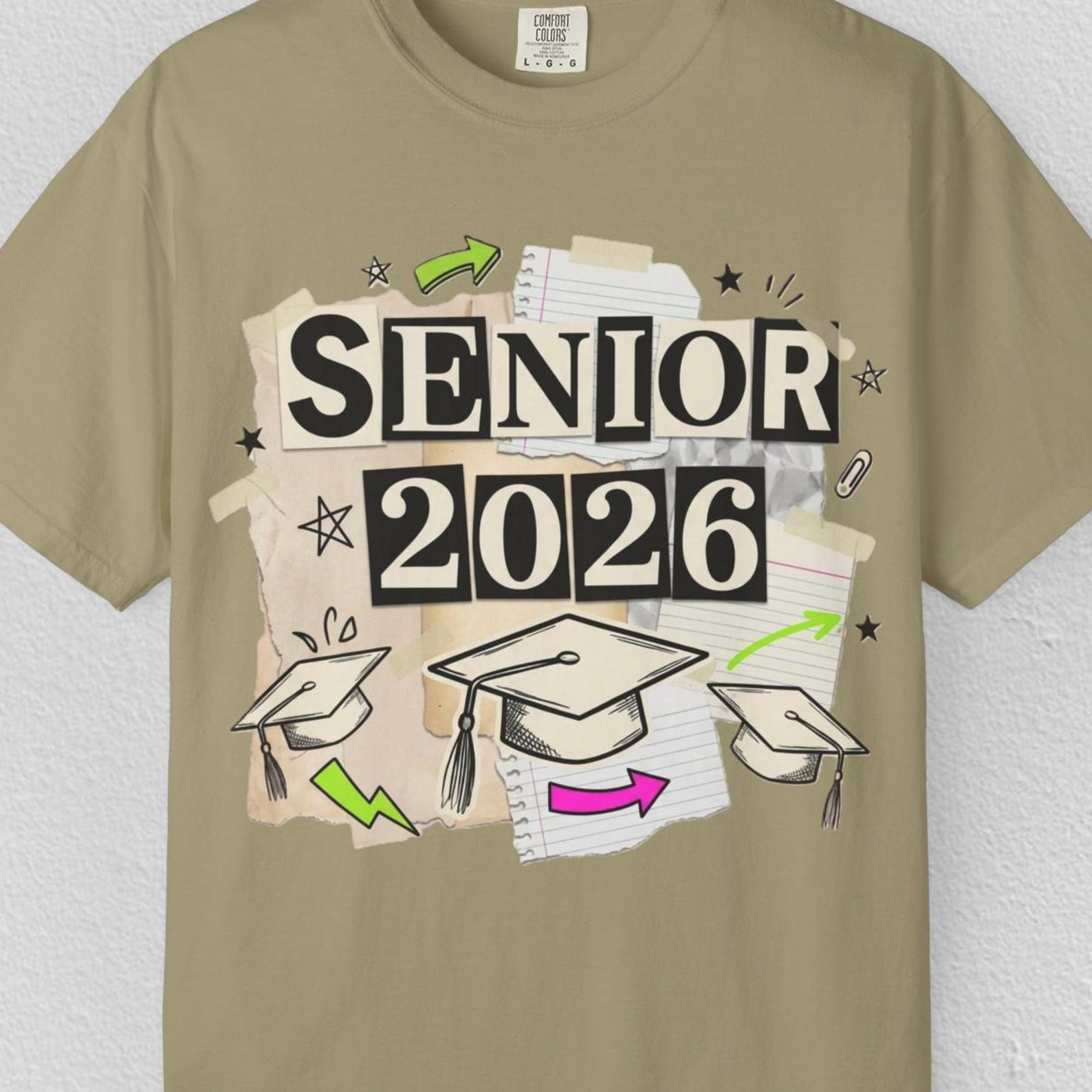 Comfort Colors Senior 2026 Shirt, Graduation Collage Tee, Class of 2026 Senior Shirt, High School Graduation Tee, Grad Cap Shirt 3XL