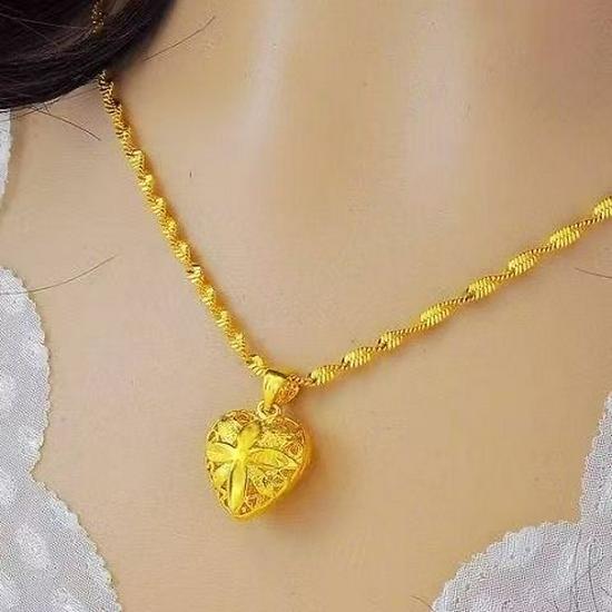 Vietnam Sand Gold Four-Leaf Clover Heart Pendant - Luxury Fashion Jewelry