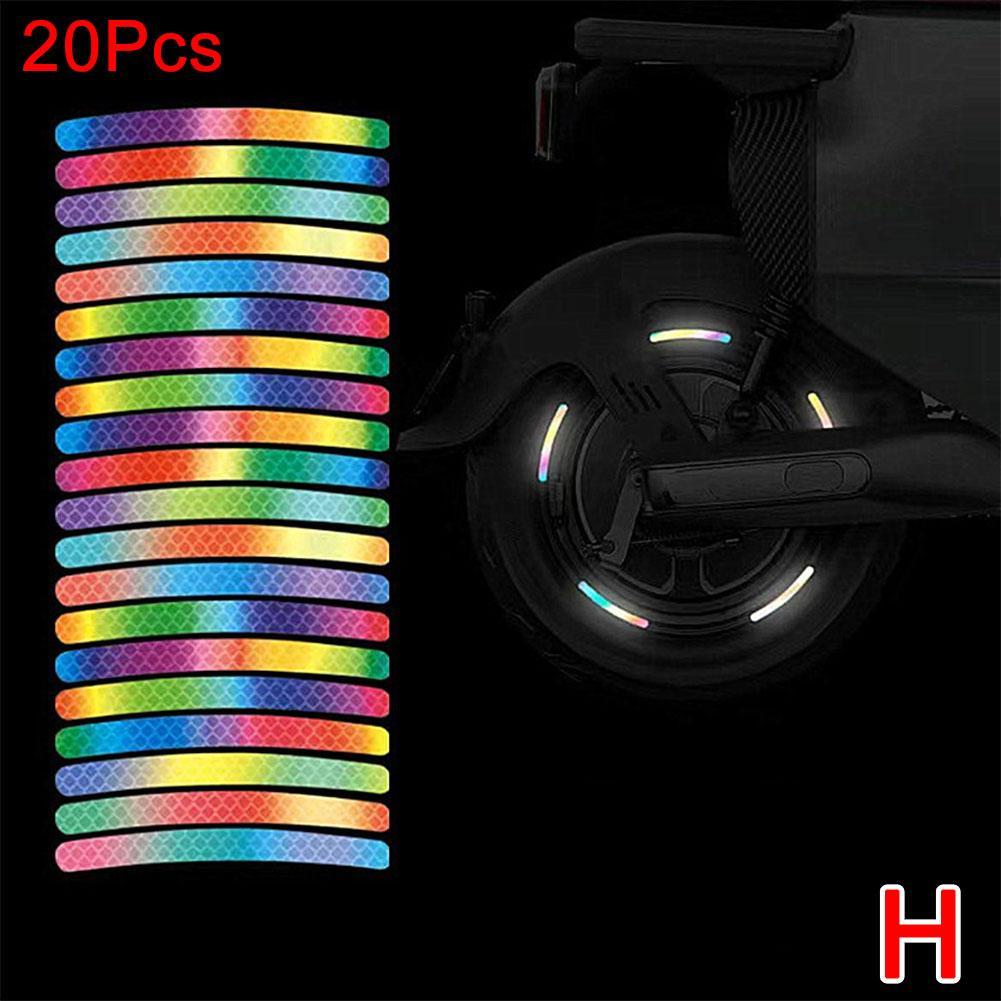 20Pcs Motorcycle Wheel Reflective Stickers Night Safety Warning Strips Motorcycle Helmet Bike Hub Styling Night Reflector Decal