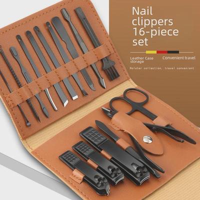 Spot 16-Piece Black Stainless Steel Nail Clipper & Pedicure Tool Set