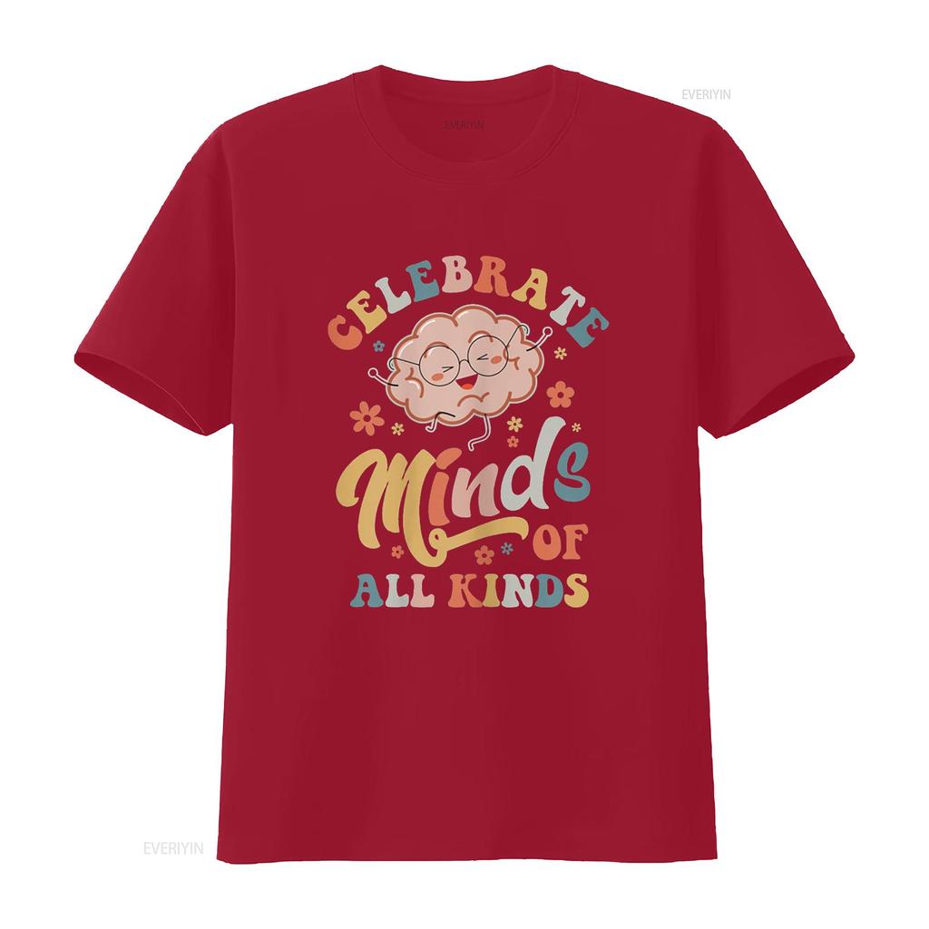 Womens T Shirt Celebrate Minds Of All Kinds Neurodiversity Autism Casual  Tops Black Medium vintage Washed Soft Comfortable