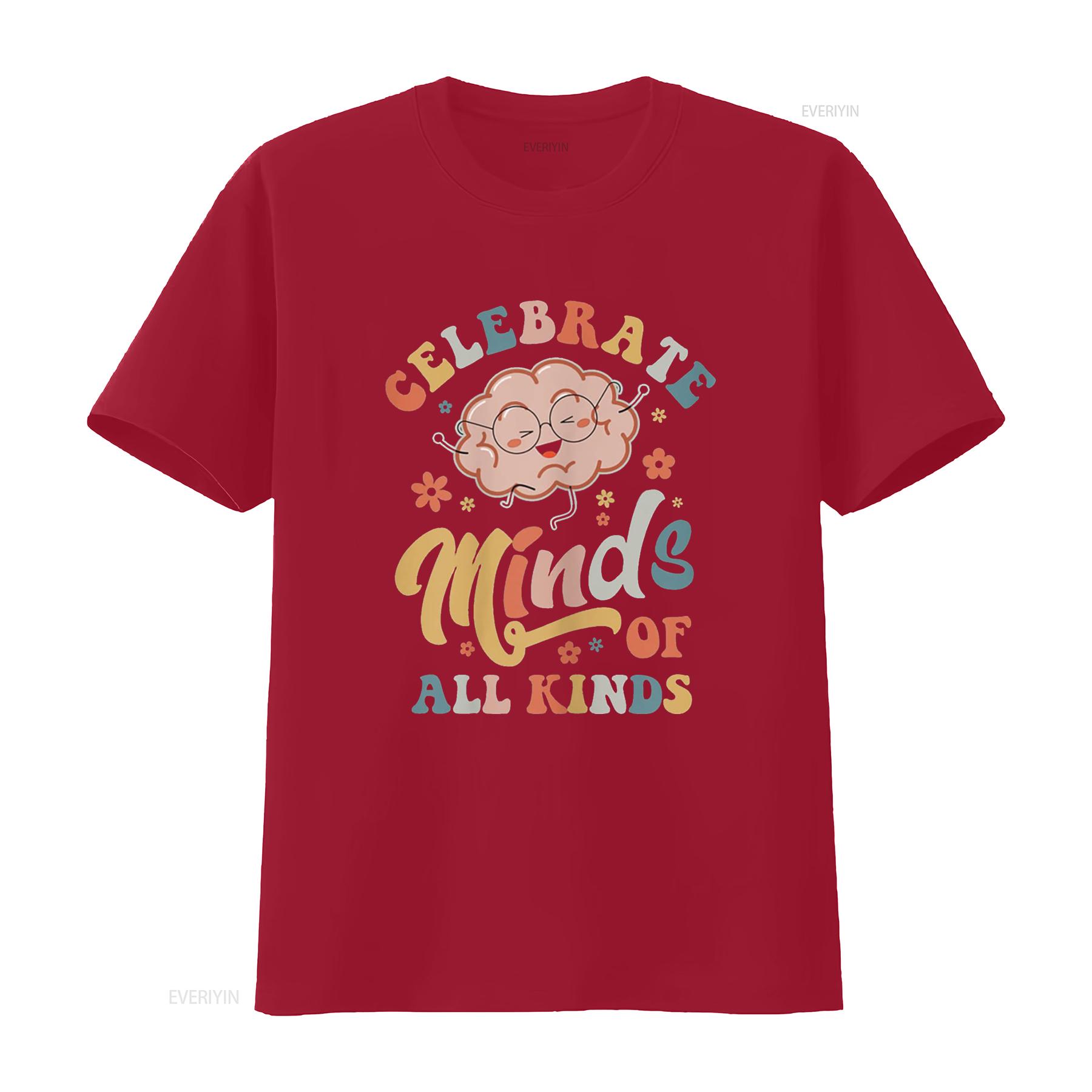 Womens T Shirt Celebrate Minds Of All Kinds Neurodiversity Autism Casual  Tops Black Medium vintage Washed Soft Comfortable S