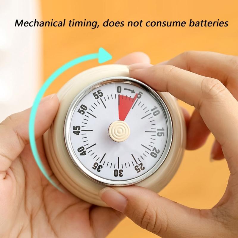 No Battery Mechanical Kitchen Timer Stainless Steel Visual Countdown Time Management For Cooking Baking Easy Operation