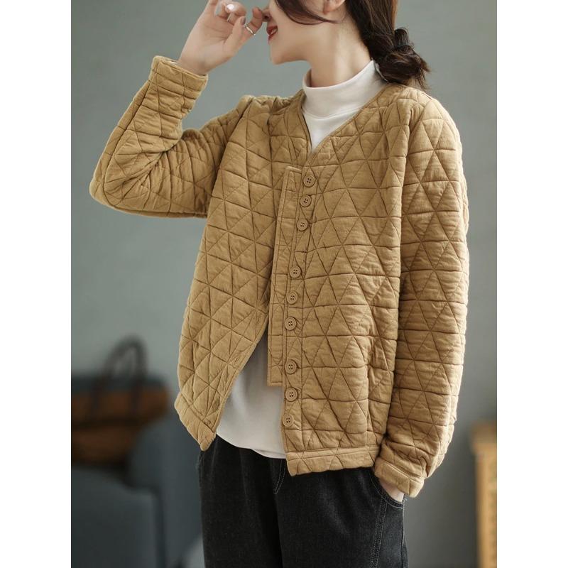 

Women s Retro Diamond-tight Cardigan Loose Casual V-neck Baseball Uniform Jacket L