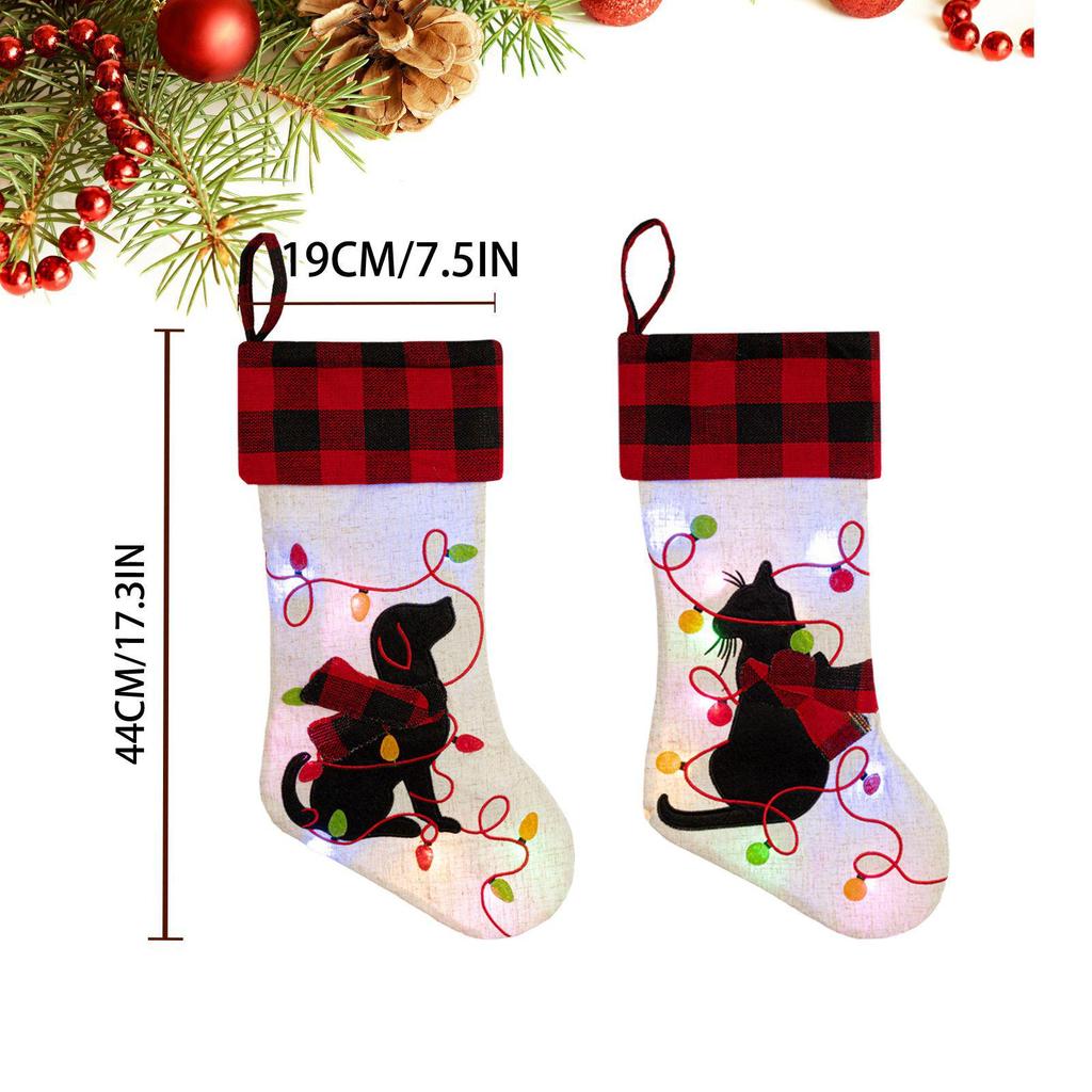 Luminous Pet Christmas Stockings & Tree Ornaments with Lights