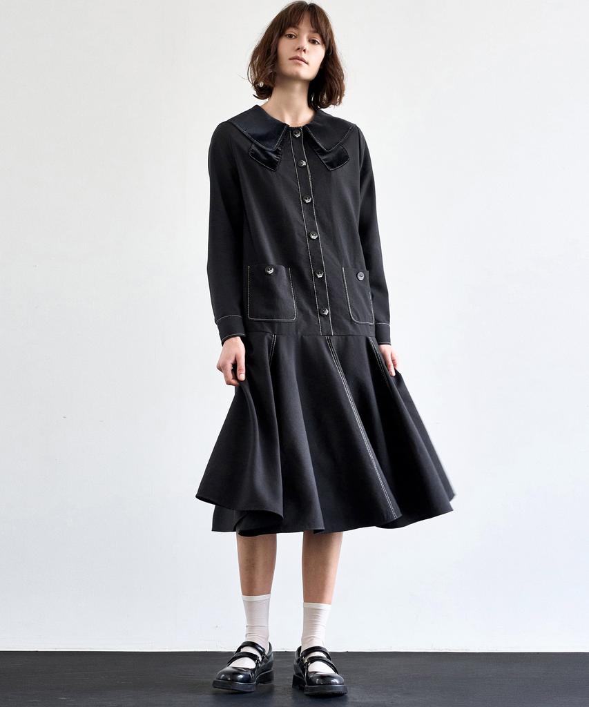 Mite Sailor Collor Flare Dress_Bk