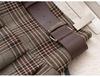2025 Women's High Waist Brown Plaid Pleated Skirt - Slimming College Style Autumn Short Skirt