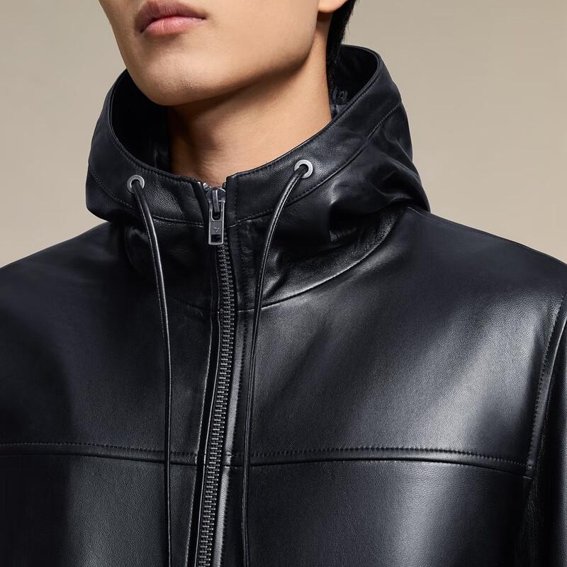 Septwolves Men's Hooded Lambskin Leather Jacket