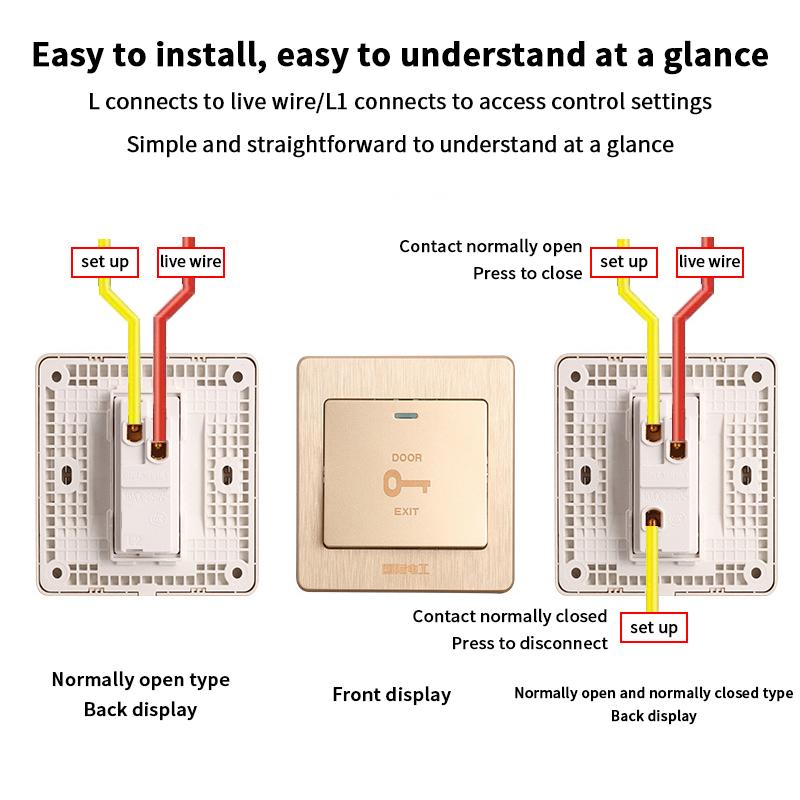 1 Piece 1NC Output Emergency Push Button Waterproof Door Exit Button Fireproof Plastic Release Switch For Access Control System