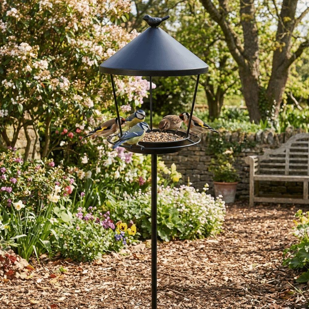 Anti-Waste Wild Feeding Station Spill Guard Outdoor Bird Bath Standing Bird Feeder Yard