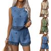 Women's Fashionable Casual Printed Bohemian Beach Vacation High-Waisted Sleeveless Top And Shorts Set