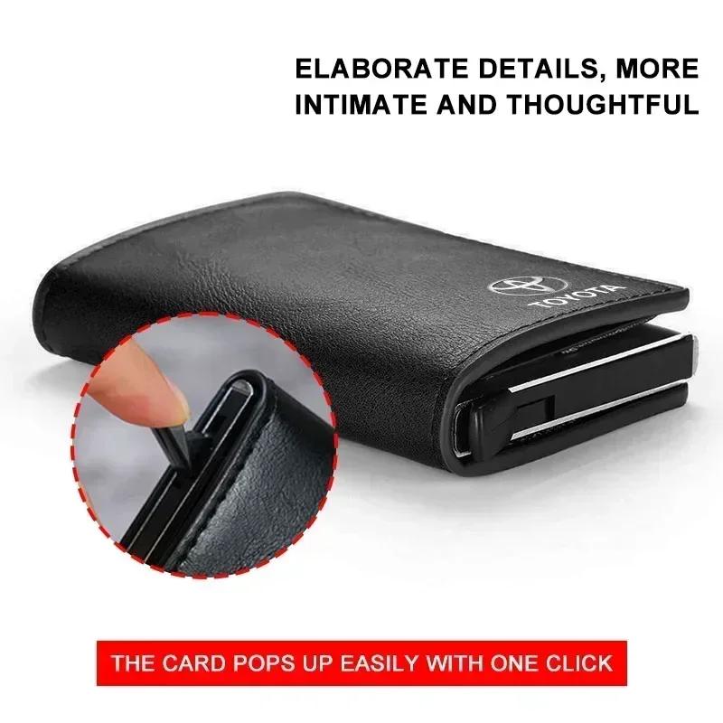 1Pcs Car Logo Active Leather Pop up Wallet Credit Card Storage For Toyota Yaris Hilux Corolla Prius Avensis Emblem Auris Rav4