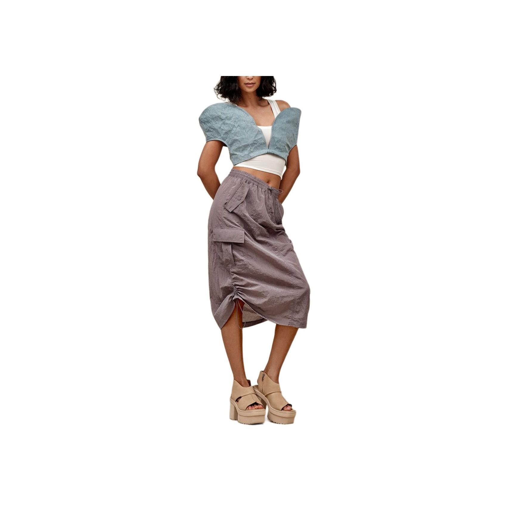 

UGG Solid Color Elastic Waist Mid-Length Casual Skirt Women skirts Sweet-Plum 1167379-SGRP XS