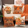 Autumn Pumpkin Print Decorative Cushion Cover Linen Breathable Comfort Cushion Festive Atmosphere Decorative Sofa Cushion Cover