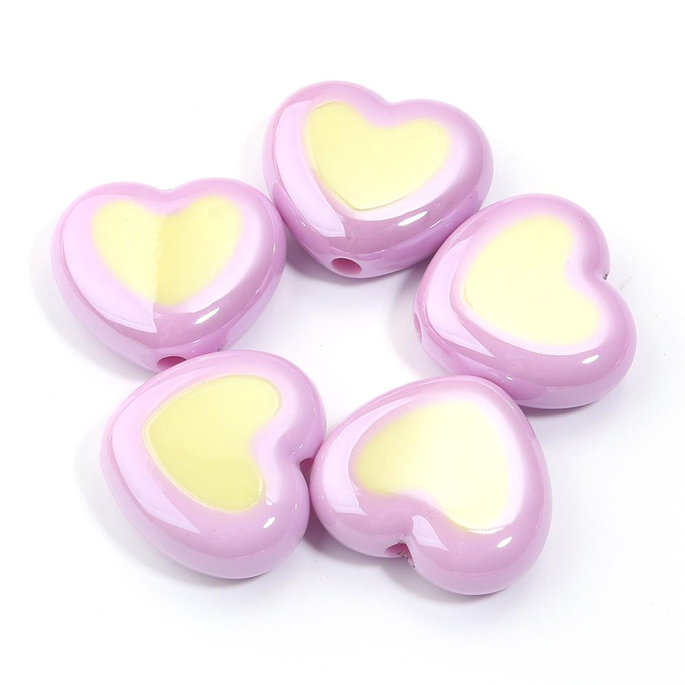5pcs/lot Colorful Heart Acrylic Beads Big Hole Loose Spacer Beads For DIY Craft Bracelet Phone Chains Jewelry Making Accessories