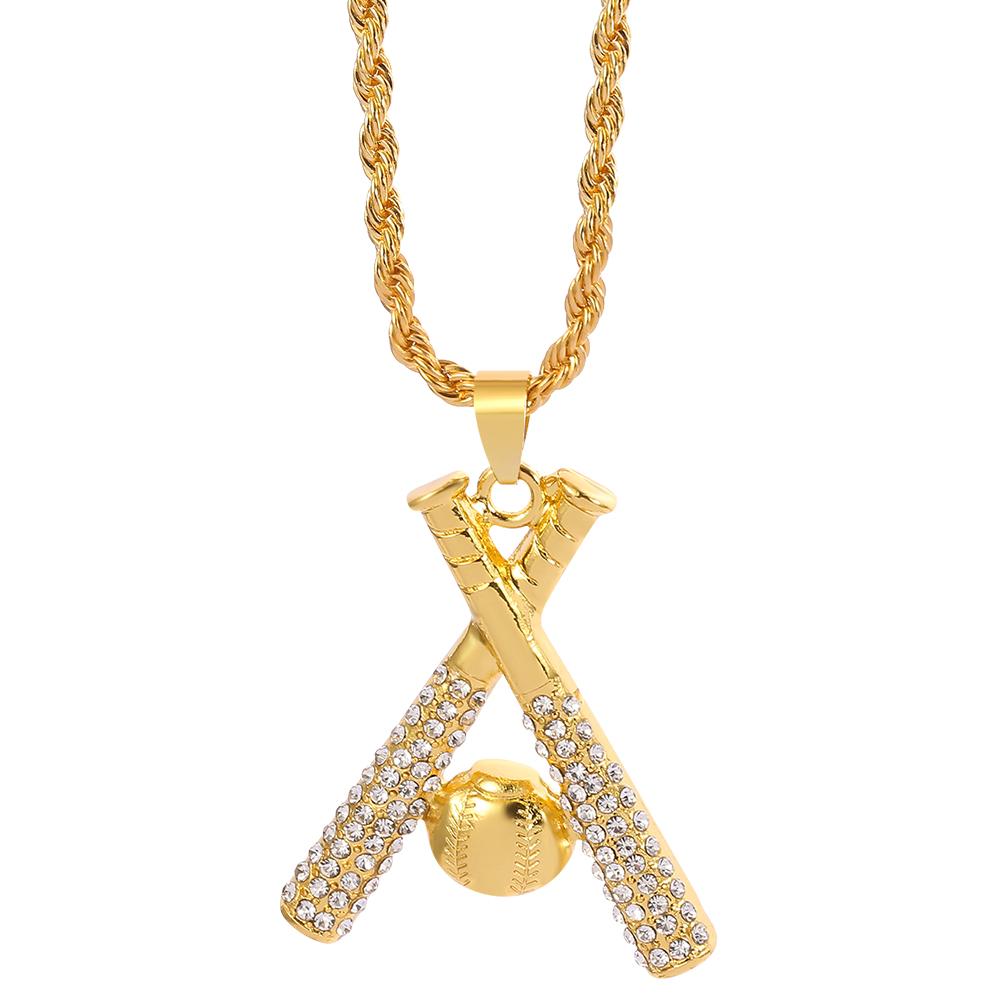 

Fashion Trend Baseball Bat And Baseball Necklace Hip Hop Creative Baseball Neck Chain For Men and Women Niche Street Jewelry