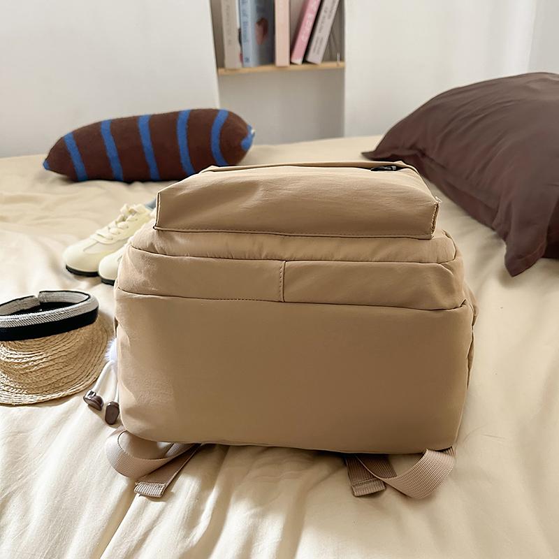 Solid Color Girl's Backpack Junior High School Students School Bag Lightweight Large Capacity Backpack