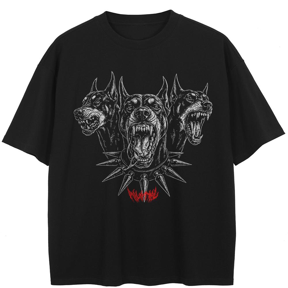 2026 Унисекс Футболка Streetwear QUARTER 24 Графика Цербера S чёрный