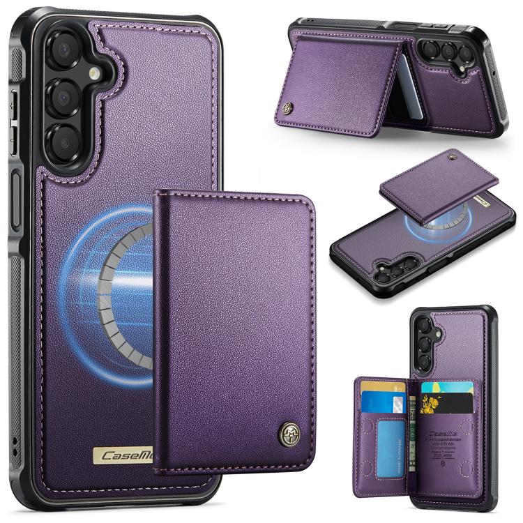 CaseMe Me80 Magnetic RFID Wallet Phone Case For Samsung Galaxy S24 FE 5G, Detachable Multi Card Slot Kickstand Anti-Theft Cover