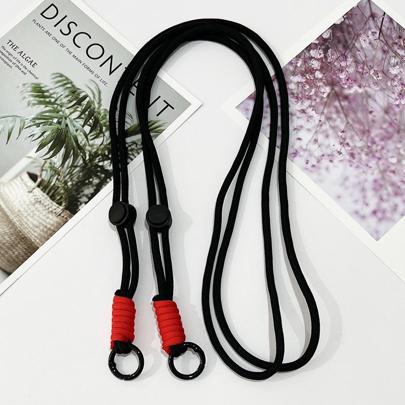 Adjustable Color-Block Crossbody Phone Strap with Clip & Chain