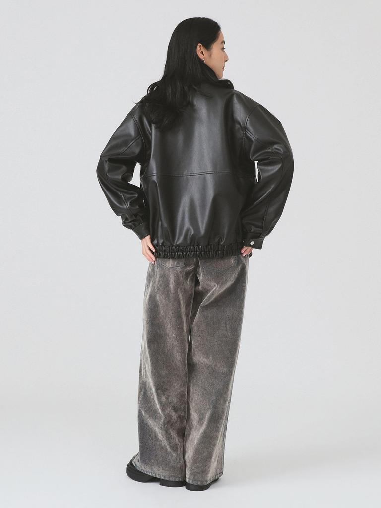 Ray Beams Women's Faux Leather Flight Jacket, Black 1