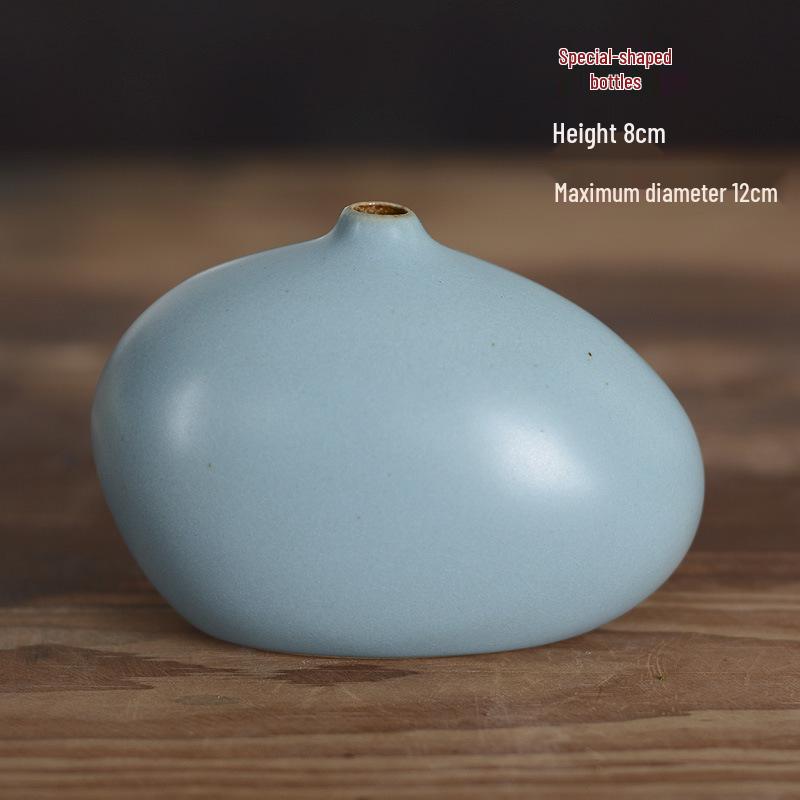 Vaso Ceramica Blu Zen - Mini Composizione Floreale, Ornamento per Soggiorno, Portafiori Secchi, Decorazione Floreale Arte Cerimonia del Tè Giapponese.
