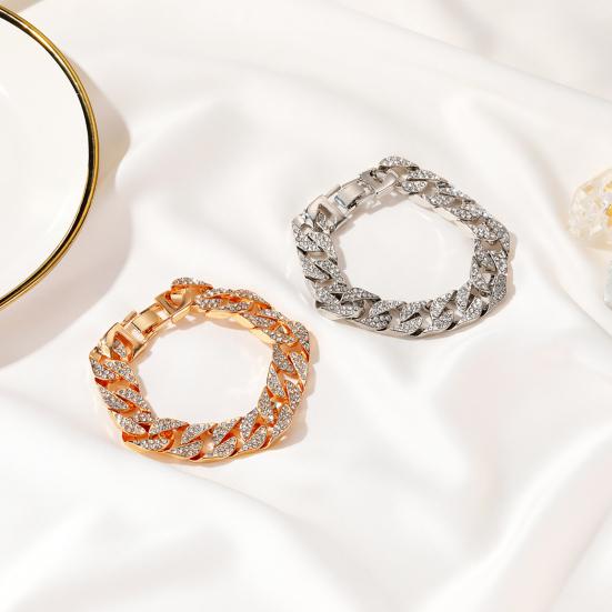 Women Rhinestone Inlaid Cuban Link Chain Bracelet  Jewelry Gift