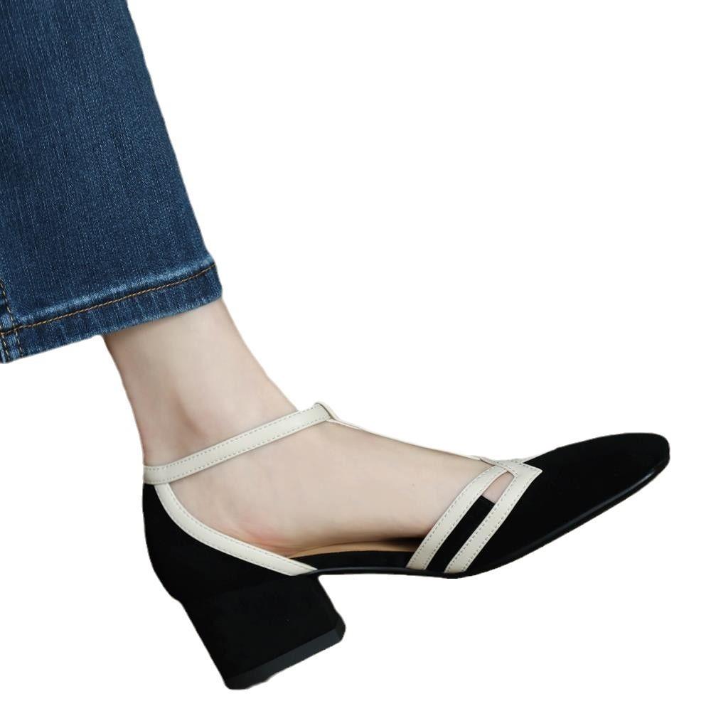 Coarse heel sandals women's summer new soft sole hollow shoes super fairy hollow fashion soft sole Internet celebrities