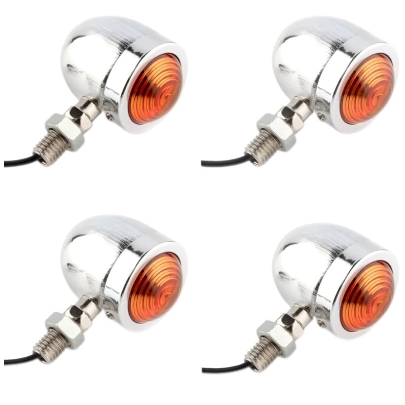 

Мотоцикл подходит для Steed Salvret поворотник мотоцикла поворотник пулевидный набор из 4 шт. общего назначения 12 В на заказ ретро американский (белый)