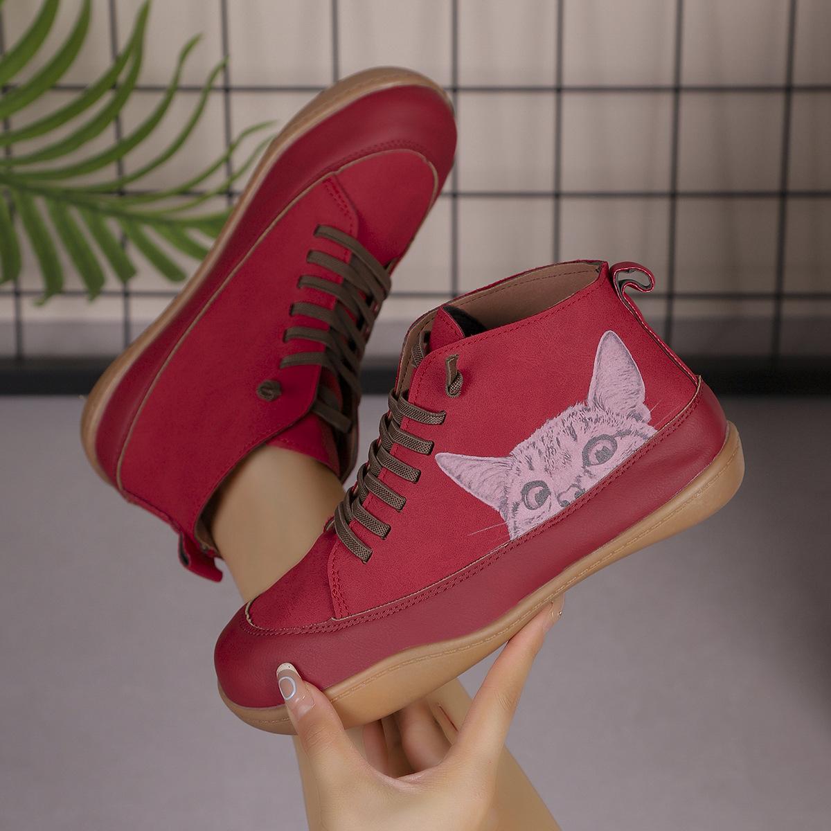 

Women s Wide Width High Top Flats, Round Toe Lace-Up Color Block Sneakers, Size 43 Casual Shoes for Women 43 червоний