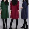 Timeless Vintage Women Long Sleeve Pullover V Neck Tunic Dress For Casual Elegance