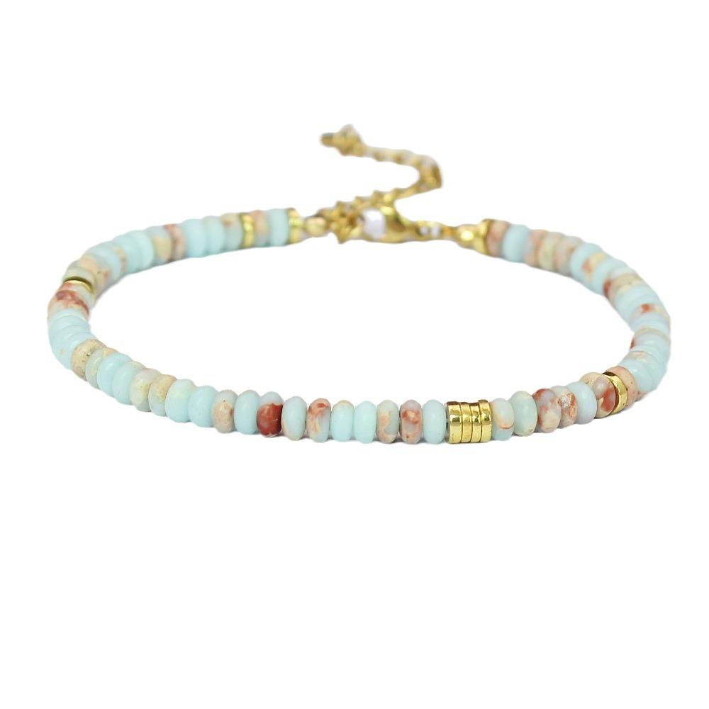 Bracelet à Perles de Pierre pour Femmes Bracelet de Plage Bohème à Perles Bijoux pour Cadeau de Fête d'Anniversaire pour Elle