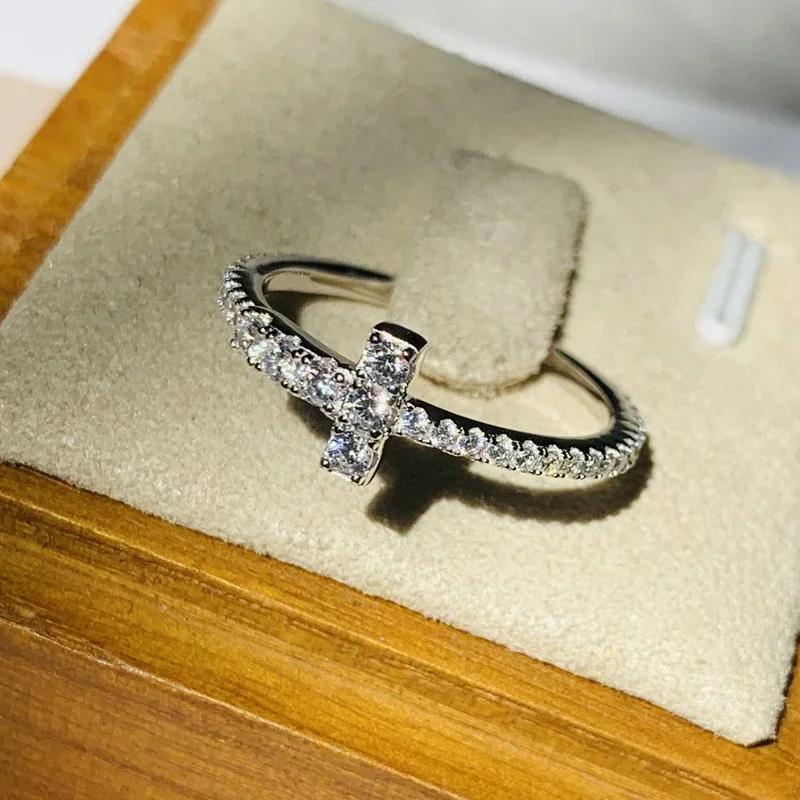 Exquisite Cross Rings With Cubic Zirconia Fashion  Color Women  Wedding Trend Accessories Statement Jewelry
