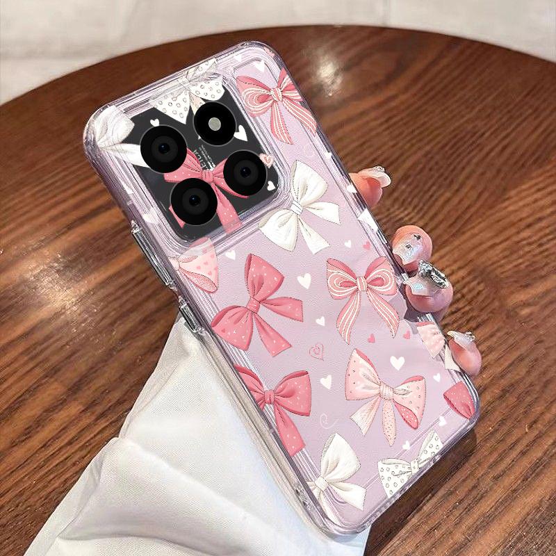 Pink Bowknots Pattern Case For Xiaomi Redmi Note 15 Pro 4G Funda Redmi Note 14 13 Pro 5G Clear TPU Silicone Soft Cover
