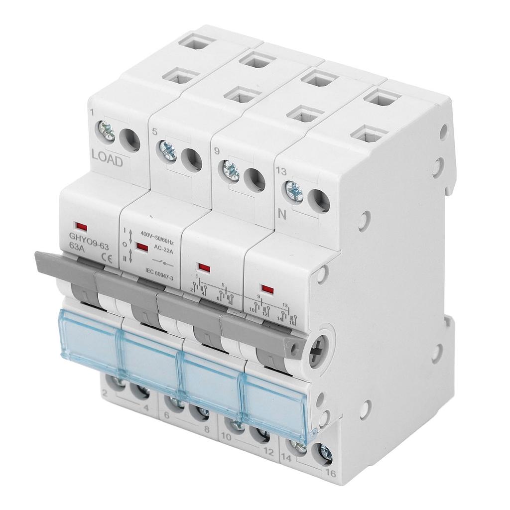 Dual Power Manual Transfer Isolating Switch 4P 63A DIN Rail Backup Power Changeover Switch Interlock