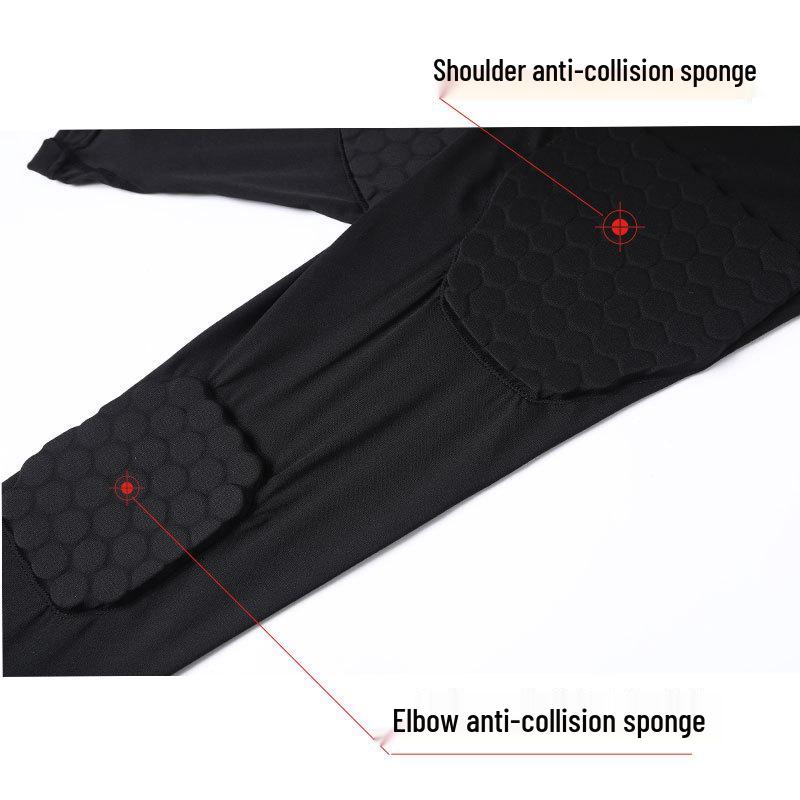 Professional Basketball Honeycomb Anti-Collision Long Sleeve Compression Set with Elbow Pads