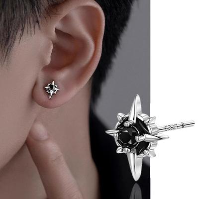 Men Stud Earring Zircon Star Pierced Crystal Stud Earrings Stainless Steel Tiny Minimalist Studs for Mens Women Party Jewelry