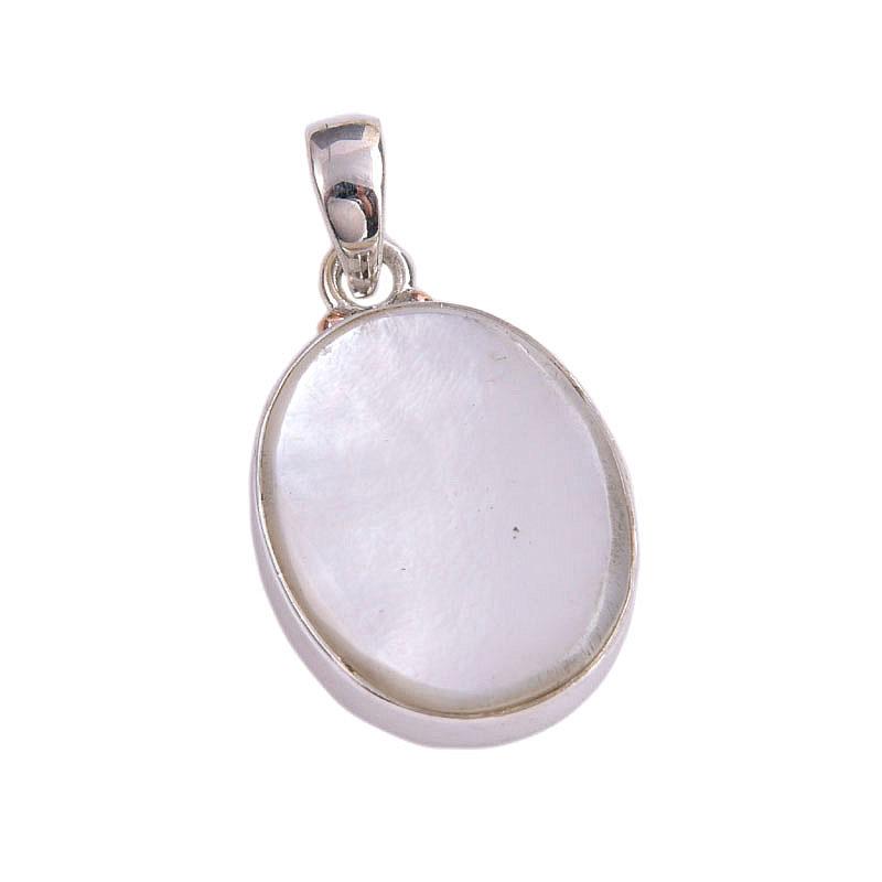 Natürlicher Perlmutt-Edelstein, handgefertigt, 925er Silber, Anhänger, 3,8 cm, u5Y87