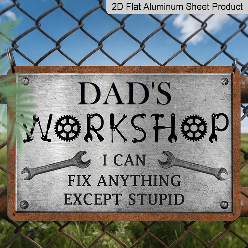 

2D Flat Decorative Signs & Plaques Dad s Workshop Aluminum Sign for Dad for Man Cave Home Decor Garage Decor Farmhouse Sign Vintage Mechanic Wrench 20*30cm