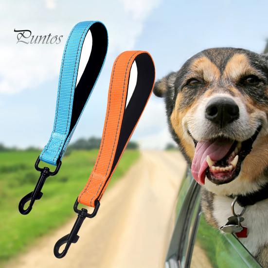 Neoprene Handle Dog Leash 12 Inches Short Heavy Duty Traffic Leashes with Carabiner Clip Inch Long Reflective Nylon Lead Padded for Large Medium Dogs