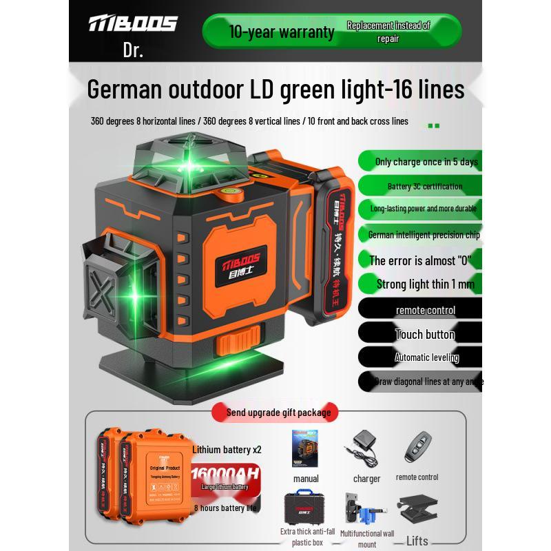 High-Precision Infrared Spirit Level with Automatic Blue Light Leveling for Outdoor Engineering.