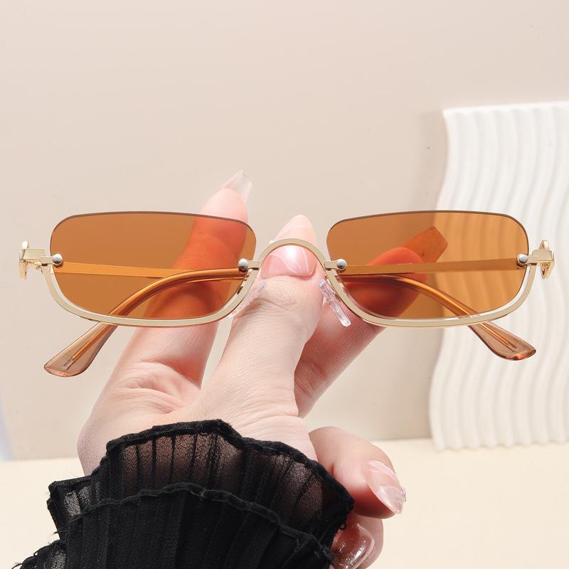 High-End Semi-Rimless Square Sunglasses – Trendy Unisex Sunscreen Shades