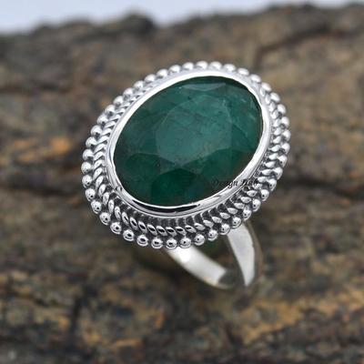 Sakota Mine Emerald Edelsteen 925 Sterling Zilveren Handgemaakte Ring Voor Kerstcadeau